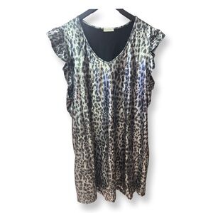 Elegant Metallic Leopard Print Midi Dress